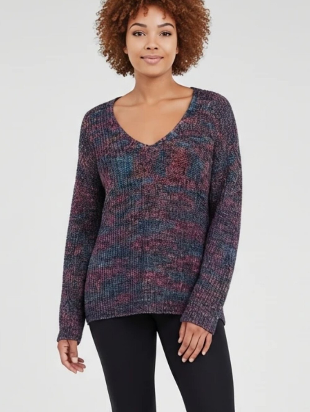 Chelsea & Theodore Multicolor‎ Knit Women's V-Neck Sweater Size Large New